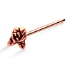 Rose with Leaf Shaped Silver Straight Nose Stud NSKA-755